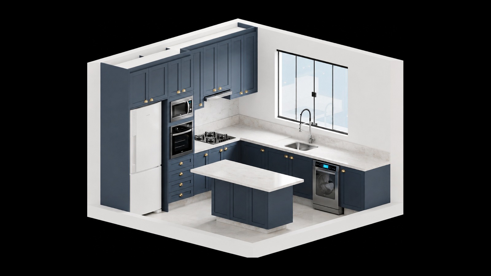 Render finalizado da mesma cozinha planejada