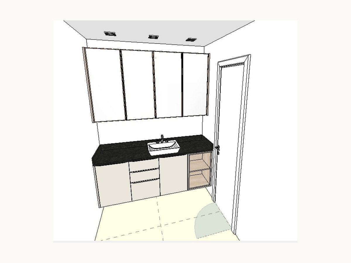 Desenho técnico do lavabo no Promob